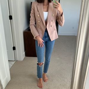 NWT Brand New Balmain Double Breasted Blazer in Beige, Size 36 EU, Wool